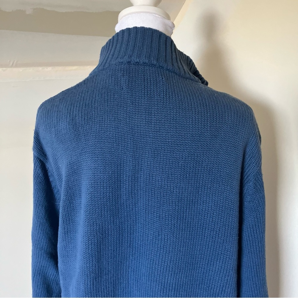 Chaps Mens Blue Knit Long Sleeve Quarter Zip V neck Sweater size Medium - Picture 6 of 7